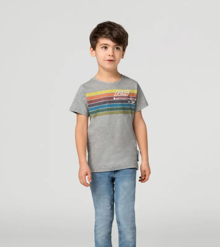 PORSCHE T-shirt RS 2.7 Tričko dětské s kulatým výstřihem šedá s pruhy