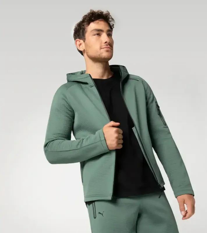 PORSCHE DESIGN Hooded sweat jacket Bunda Mikina pro volný čas na zip s kapucí eukalyptová zelená