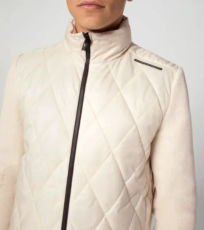PORSCHE DESIGN Hybrid jacket Bunda prošívaná s pletenými rukávy a kapucí alpská bílá
