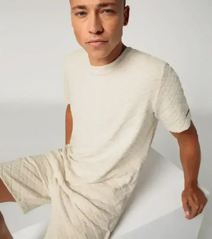 PORSCHE DESIGN Summer T-shirt Tričko s výstřihem ke krku a reliéfním vzorem alpská bílá