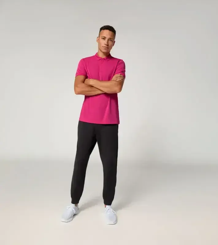 PORSCHE DESIGN Men's Polo Shirt Polokošile tričko s límečkem a knoflíčky granátová růže