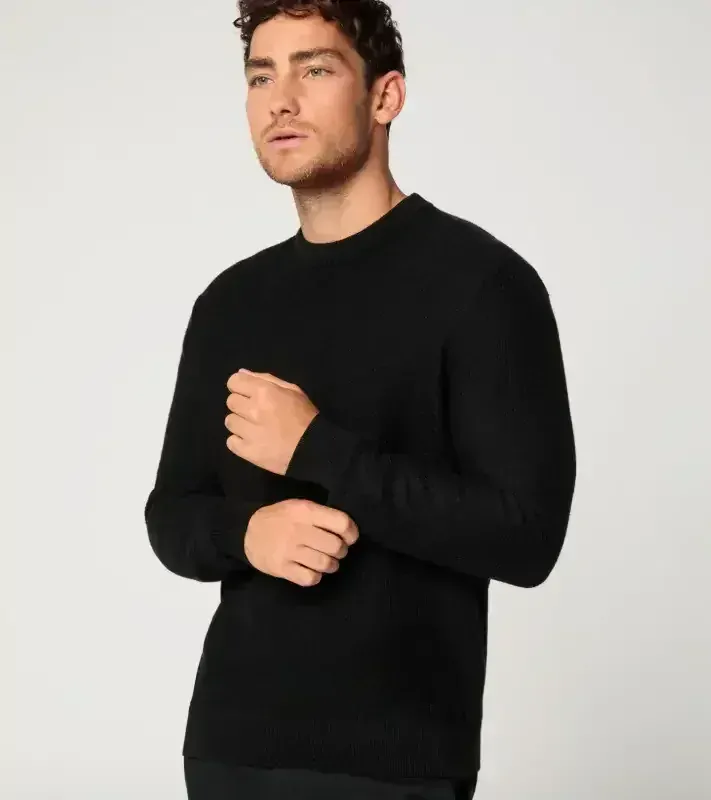 PORSCHE DESIGN Jacquard sweater Svetr společenský žakárový černá