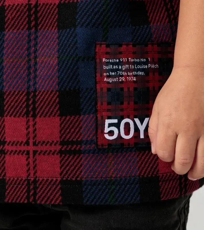 PORSCHE Kids polo shirt Turbo No. 1 Polokošile tričko s límečkem dětské červenomodrá kostka