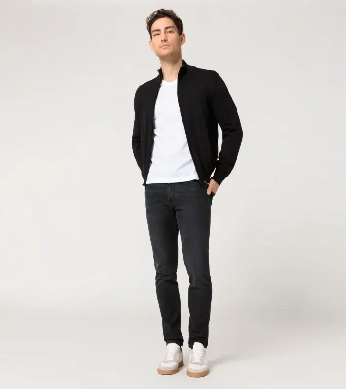 PORSCHE DESIGN Cardigan Svetr na zip z merina černá