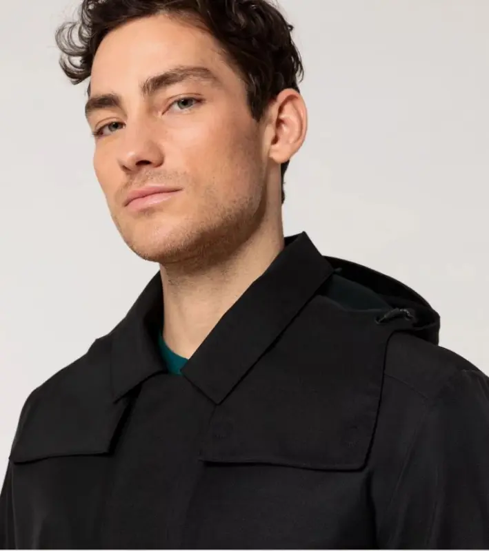 PORSCHE DESIGN Trench coat Trenčkot kabát pro chladnější počasí s odepínací kapucí černá