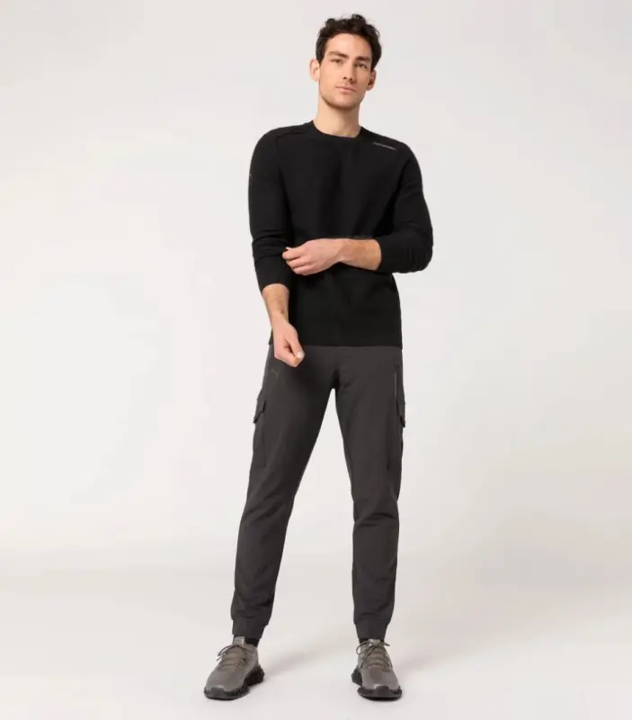 PORSCHE DESIGN Wool Crew Neck Sweater Svetr ke krku z merina s logem černá