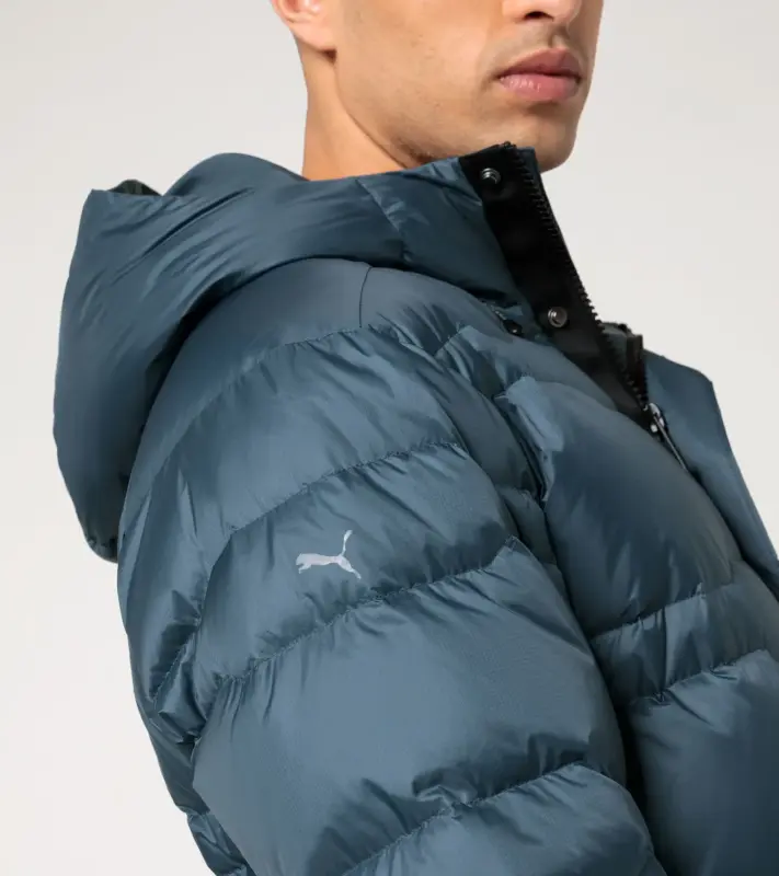 PORSCHE DESIGN Padded Jacket Bunda odlehčená prošívaná s kapucí modrošedá