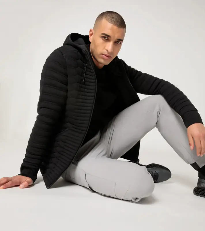 PORSCHE DESIGN EvoKNIT® Hoodie Mikina na zip prošívaná černá puma