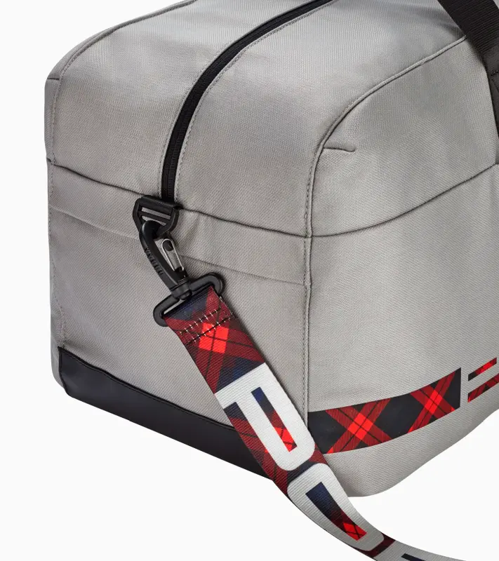PORSCHE Travel bag Turbo No. 1 Taška cestovní sportovní ledovcová šedá s kostkovanými detaily