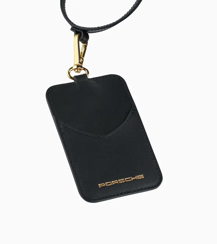 PORSCHE Cup holder shoulder bag Taška přes rameno kožená na termosku černá se zlatými prvky