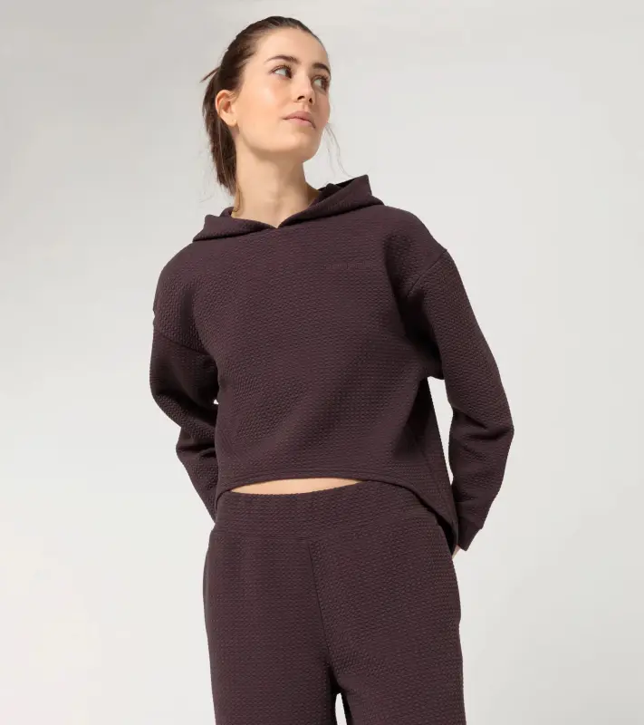 PORSCHE Women's Textured Hoodie Yoga Capsule Collection Mikina dámská fitness yoga ostružinová