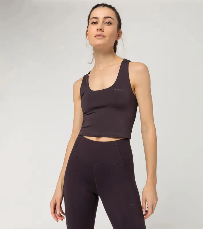 PORSCHE Women's Crop Tank Top Yoga Capsule Collection Tílko dámské krátké volnočasové fitness yoga ostružinová
