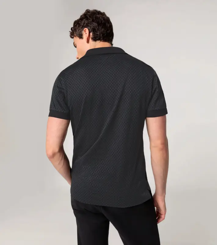 PORSCHE DESIGN Seasonal Polo T-shirt Tričko s límečkem žakárové bavlněné černá se vzorem
