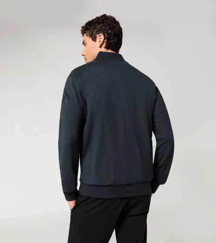 PORSCHE DESIGN Hybrid Cardigan Svetr kardigan na zip ze dvou materiálů tmavě modrá