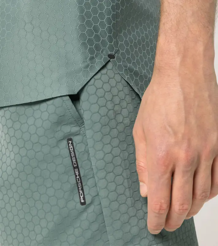 PORSCHE DESIGN Hexagon T-shirt Tričko volnočasové sportovní s kulatým výstřihem logem a šestihranným vzorem mátová zelená