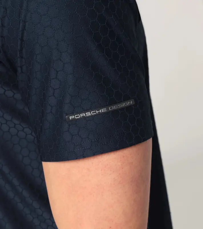 PORSCHE DESIGN Hexagon Polo Shirt Polokošile tričko s límečkem a knoflíčky se šestihranným vzorem tmavě modrá