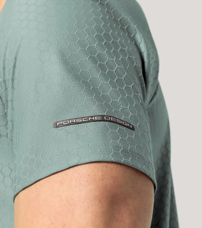PORSCHE DESIGN Hexagon Polo Shirt Polokošile tričko s límečkem a knoflíčky se šestihranným vzorem mátová zelená