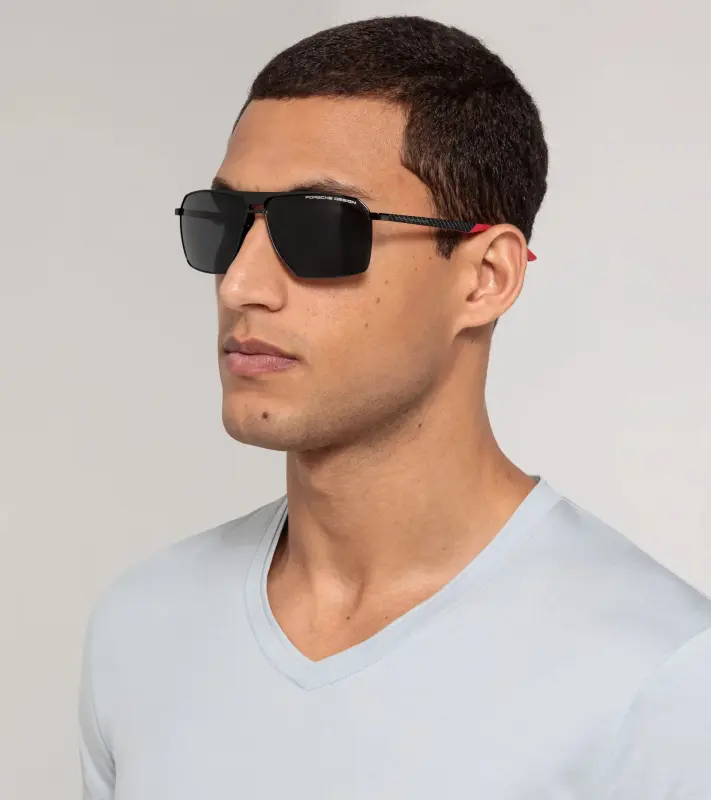 PORSCHE DESIGN Sunglasses P´8977 Sluneční brýle z uhlíkových vláken červenošedé s kouřovými polarizovanými skly