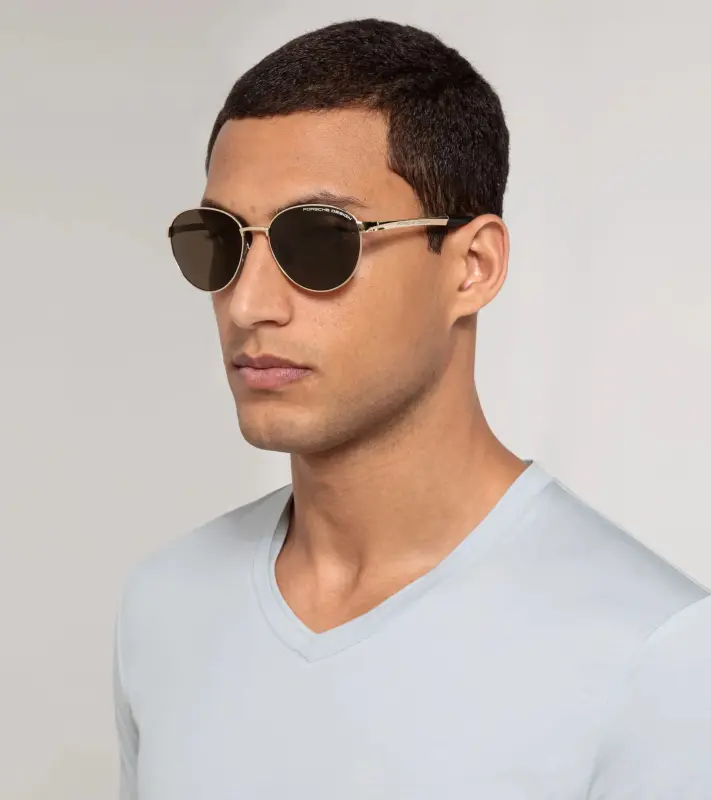 PORSCHE DESIGN Sunglasses P´8985 Sluneční brýle z titanu černozlaté s hnědými polarizovanými skly