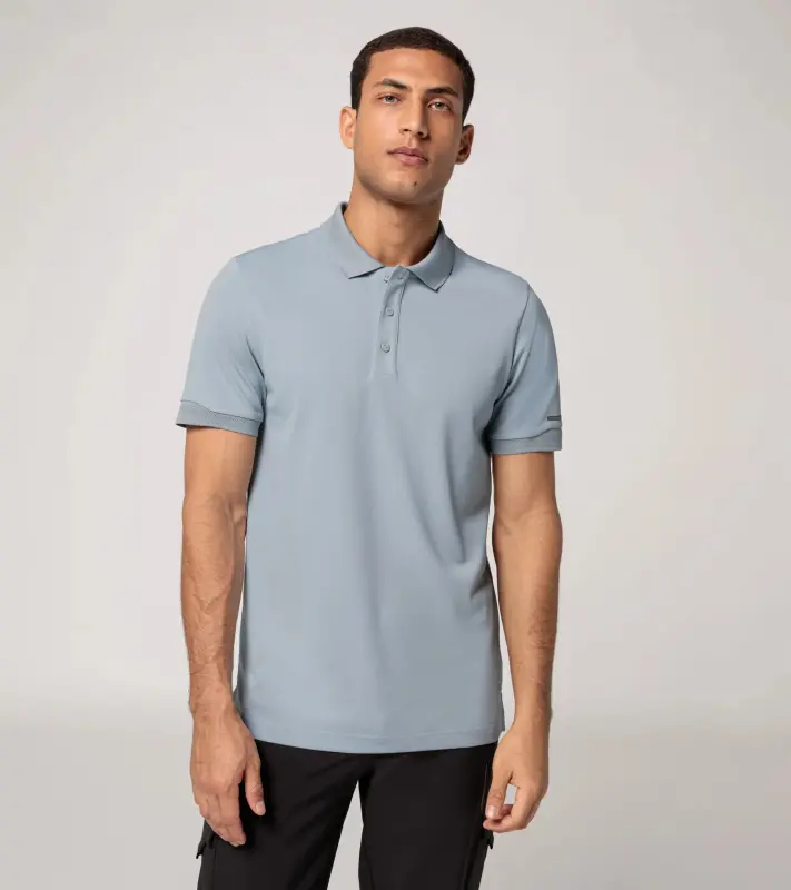PORSCHE DESIGN Men's Polo Shirt Polokošile tričko s límečkem a knoflíčky světle šedá