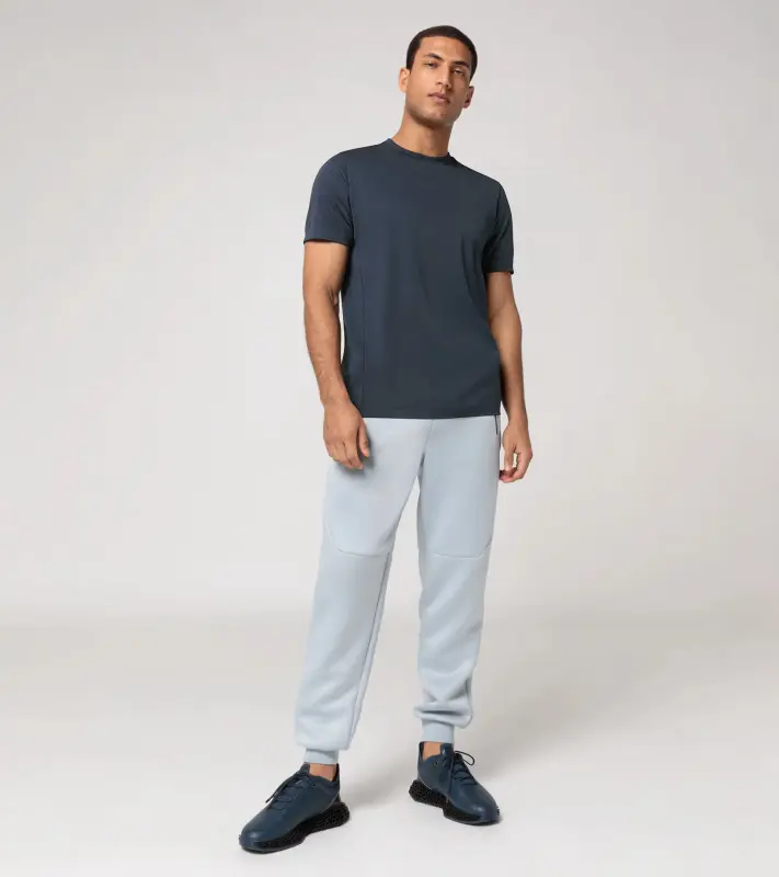 PORSCHE DESIGN Hexagon graphene T-shirt Tričko volnočasové sportovní s kulatým výstřihem logem a šestihranným vzorem tmavě modrá