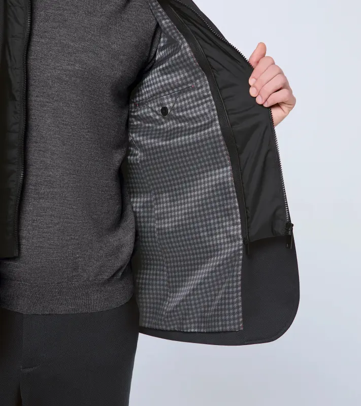 PORSCHE DESIGN Travel blazer Sako elegantní volnočasové všestranné s odnímatelnou vložkou a žakárovou podšívkou černá