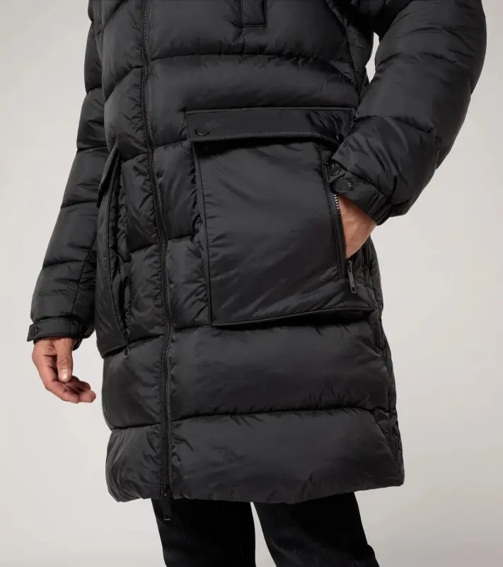 PORSCHE DESIGN Lightweight parka Bunda prošívaná odlehčená delšího střihu s kapucí černá