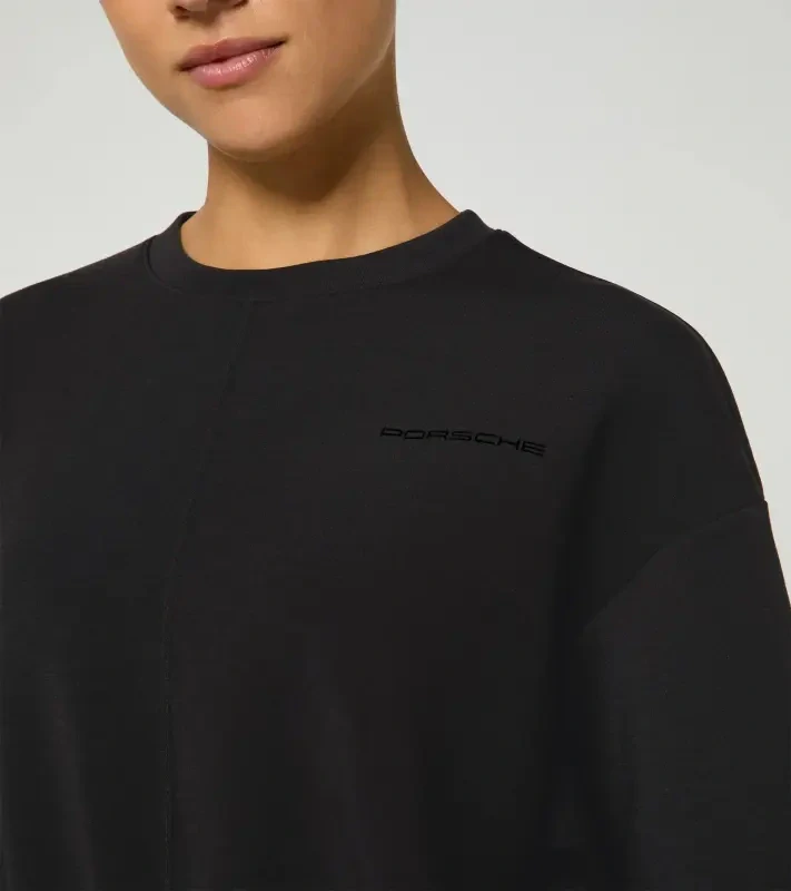 PORSCHE Crew-neck jumper Cayenne Electric Lifestyle Svetr dámský s výstřihem ke krku krátký volnočasový sportovní černá