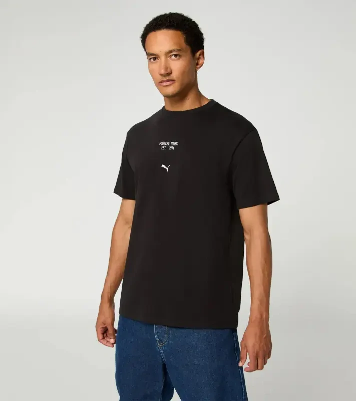 Porsche Race Americana T-Shirt Porsche Legacy x PUMA Tričko volnočasové s výstřihem ke krku bavlněné černé
