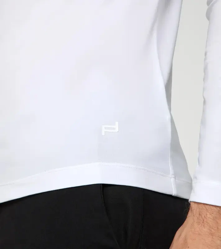 PORSCHE DESIGN Long-sleeve V-neck Shirt Tričko s dlouhým rukávem s výstřihem do V mírně elastické bílá