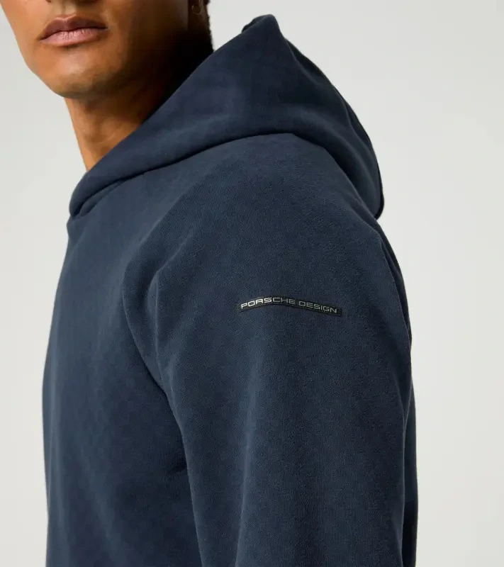 PORSCHE DESIGN Sport-Tex Hoodie Mikina s kapucí z žerzeje se vzorem a decentními logy tmavě modrá