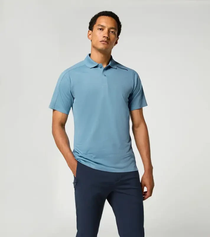 PORSCHE DESIGN Sport-Tex Jacquard Polo Shirt Polokošile tričko žakárové s límečkem a knoflíčky světle modrá