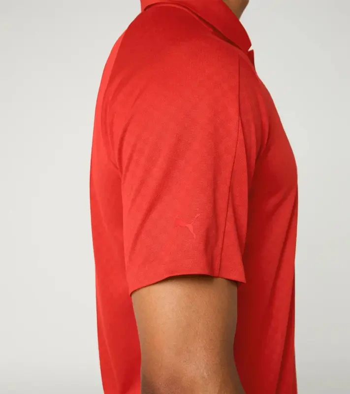 PORSCHE DESIGN Sport-Tex Jacquard Polo Shirt Polokošile tričko žakárové s límečkem a knoflíčky lávově oranžová