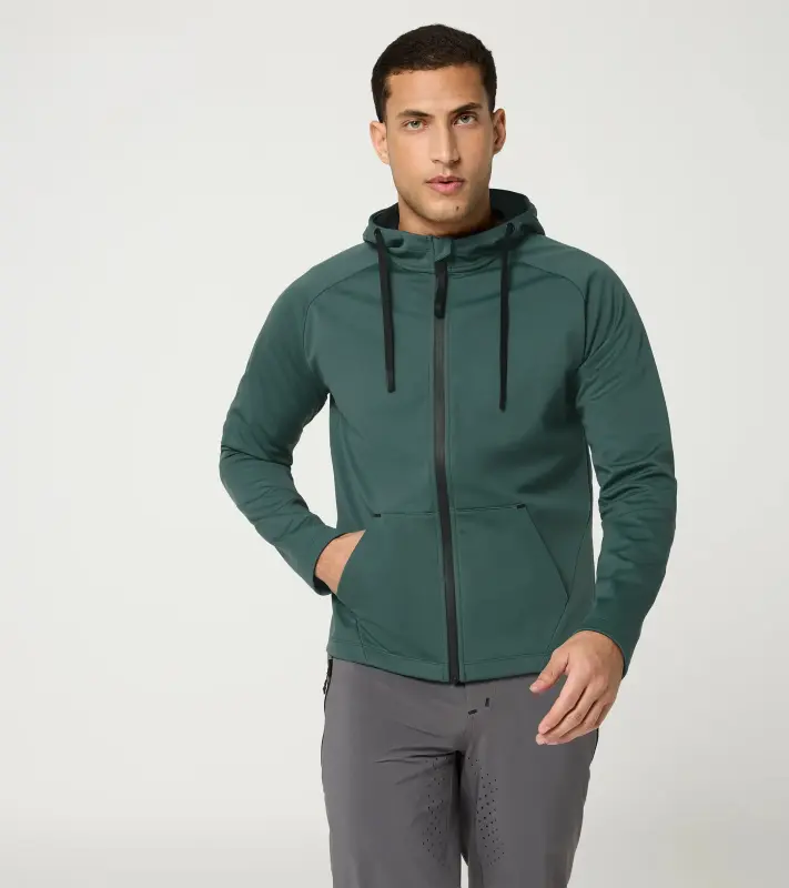 PORSCHE Hoodie Unisex Mikina cyklistická sportovní na zip tmavě zelená