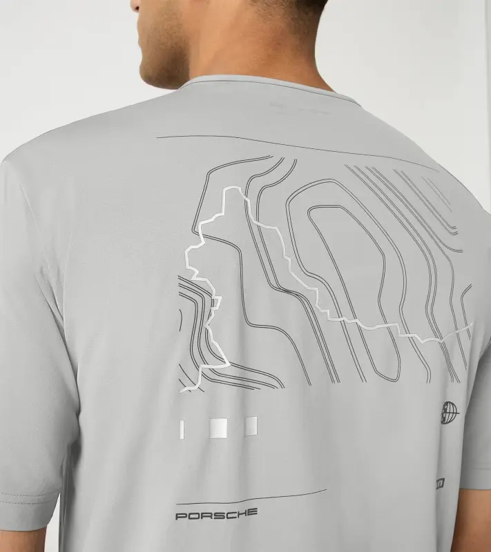 PORSCHE Bike shirt Unisex Tričko cyklistické sportovní funkční s potiskem a logem světle šedá