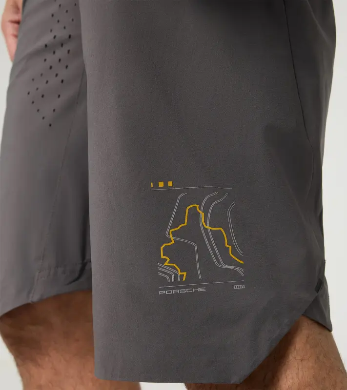 PORSCHE Bike Shorts Unisex Kalhoty krátké šortky cyklistické sportovní funkční s potiskem a logem antracitová šedá