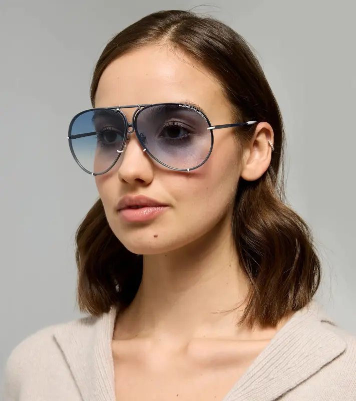 PORSCHE DESIGN P´8478 Sunglasses Iconic Aviator #1 Ladies Capsule Sluneční brýle Pilotky dámské modrobílé s výměnnými skly v modrém nebo šedém gradientu