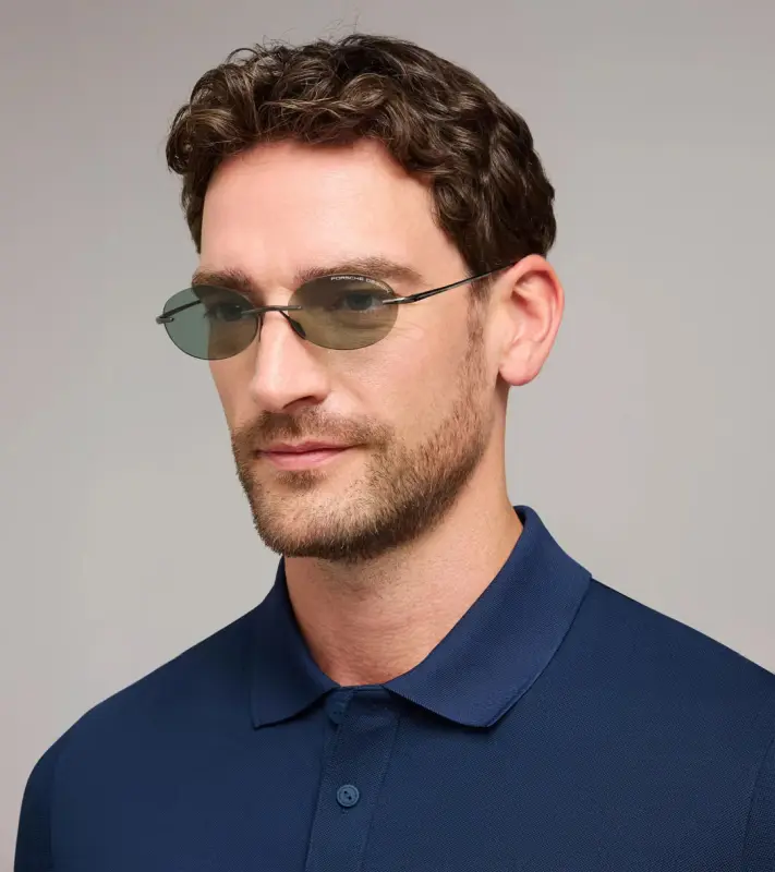 PORSCHE DESIGN P´86017 Sunglasses Liquid Titanium #7 Sluneční brýle bezrámečkové uni šedé se světle olivovými skly