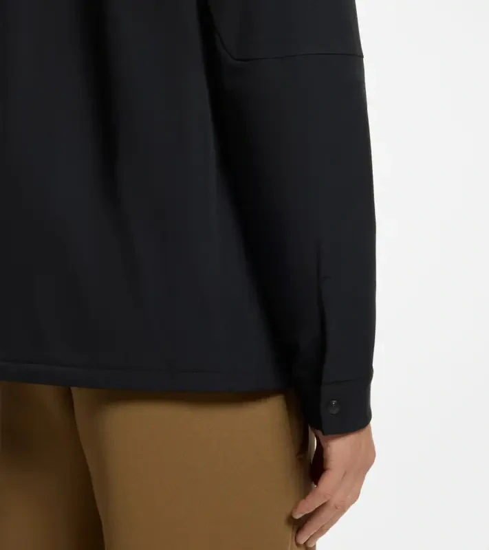 PORSCHE DESIGN Relaxed-fit overshirt with light padding Porsche x BOSS Bundokošile s lehkým zateplením s reliéfním logem černá