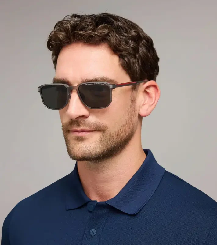 PORSCHE DESIGN P´86011 Sunglasses Neo Blade #1 Sluneční brýle charakteristických tvarů a barev. Šedočervené s tmavě šedými polarizovanými skly.