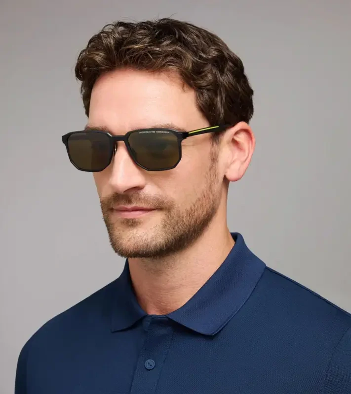 PORSCHE DESIGN P´86011 Sunglasses Neo Blade #1 Sluneční brýle typických tvarů a barev. Černožluté s šedozelenými polarizovanými XTR skly.