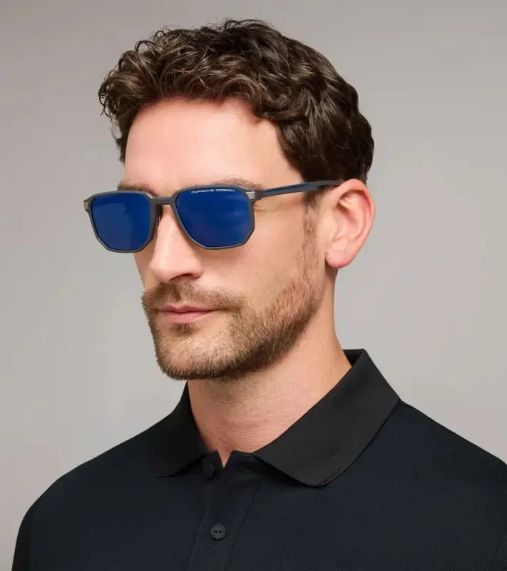 PORSCHE DESIGN P´86011 Sunglasses Neo Blade #1 Sluneční brýle typických tvarů a barev. Šedomodré s modrými skly.
