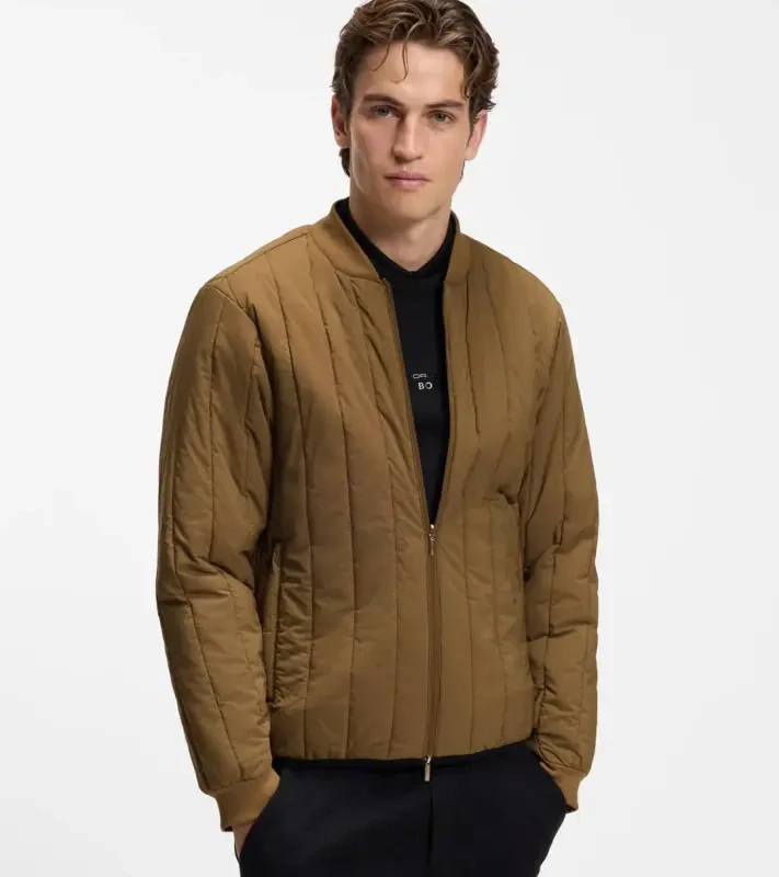 PORSCHE DESIGN Three-in-one jacket Porsche x BOSS Bunda lehká bomberka ve třech variantách s reliéfním logem hnědá camelka