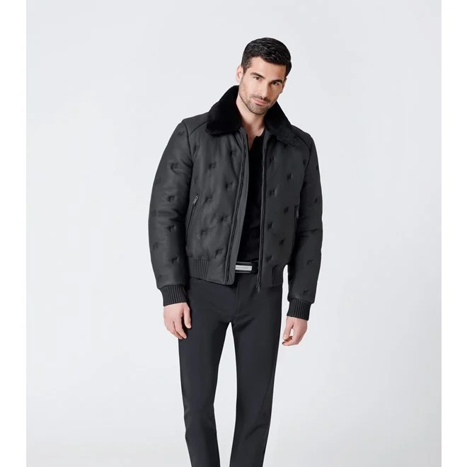Porsche Design ICON LEATHER JACKET Bunda bomber kožená s jehnětinovým límcem