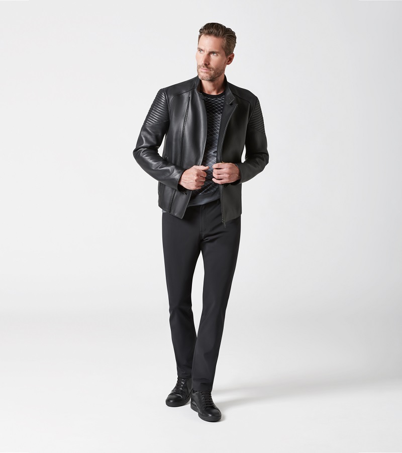 Porsche Design ASYMMETRIC ZIP MOTOX LEATHER JACKET, motox kožená bunda, černá
