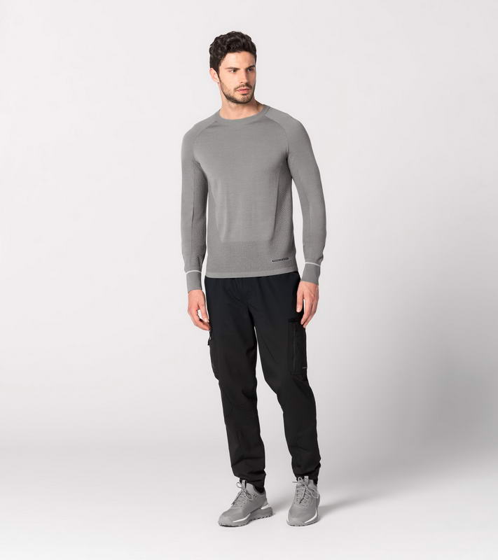 Porsche Design EvoKnit Crew Neck Sweater Svetr s výstřihem ke krku šedý