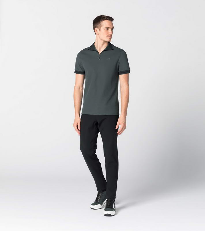 Porsche Design ZIP-UP POLO tričko se zipem a límečkem zelená černá