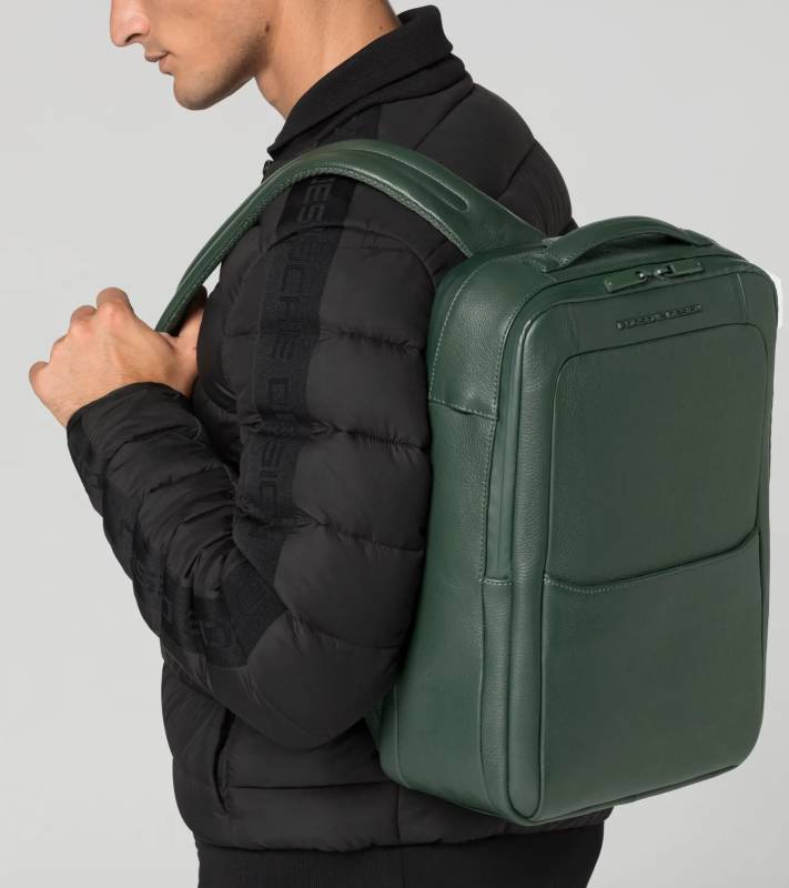 PORSCHE DESIGN Roadster Leather Backpack S1 Batoh menší velikosti kožený manažerský zelený
