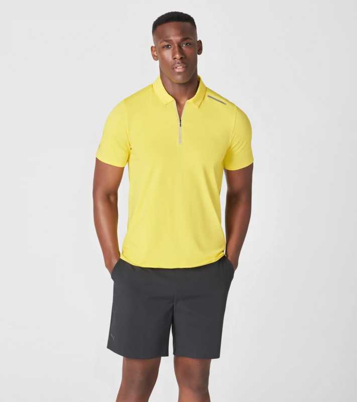 Porsche Design Active Polo žluté tričko s límečkem