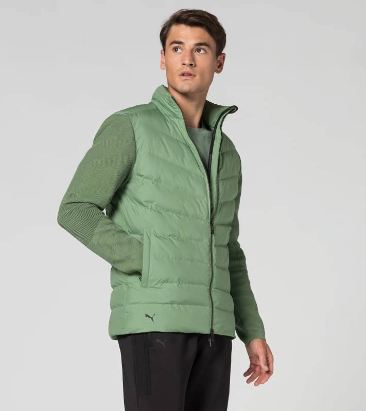 PORSCHE DESIGN Hybrid Jacket Volnočasová prošívaná bunda s pletenými rukávy zelená
